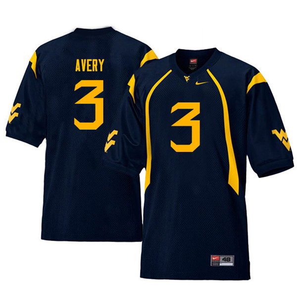 Men #3 Toyous Avery West Virginia Mountaineers Throwback College Football Jerseys Sale-Navy
